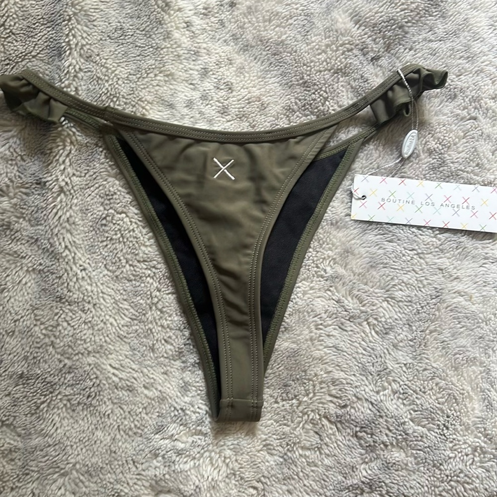 Boutinela Fringe Bikini Bottoms- Moss green L
